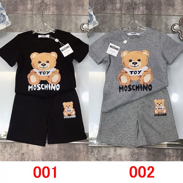 モスキーノ ブランド 子供服 Tシャツ ハーフパンツ 2点セット ファッション 潮流 定番ロゴ 半袖 Tシャツ 半ズボン スーツ 60 - 160cm