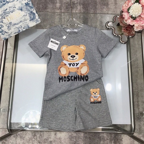 モスキーノ ブランド 子供服 Tシャツ ハーフパンツ 2点セット ファッション 潮流 定番ロゴ 半袖 Tシャツ 半ズボン スーツ 60 - 160cm