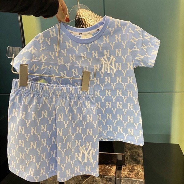 MLB エムエルビー 子供服 半袖tシャツ ショートパンツ 短パン 男の子 女の子 綿 ブランドキッズ服 上下セットアップ 夏服 パジャマ キッズ 普段着と部屋着兼用 男女兼用 上着 ルームウェア カジュアル クールネック 90-160