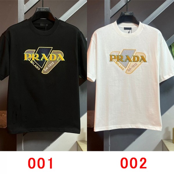 Prada プラダハイブランドtシャツ偽物レディースメンズブランドtシャツ上着カジュアル韓国 パチモン tシャツTシャツカットソーペアカップル