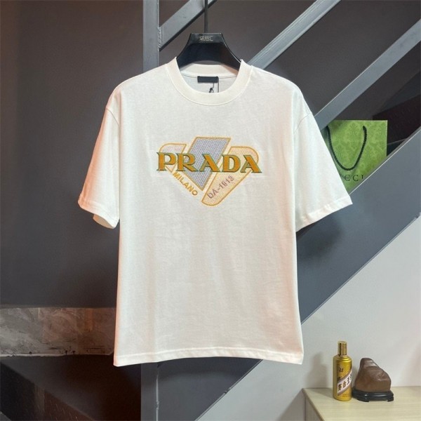 Prada プラダハイブランドtシャツ偽物レディースメンズブランドtシャツ上着カジュアル韓国 パチモン tシャツTシャツカットソーペアカップル