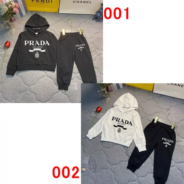 Prada プラダ スウェット ハイブランドスポーツウェア 子供服 裏起毛 ジャージ 2点セット 運動着 秋冬トップス ズボン 普段着 部屋着 ルームウェア ガールズ 韓国風 おしゃれ カジュアル スウェット 100 - 160cm