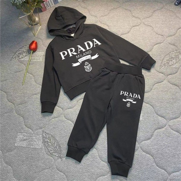 Prada プラダ スウェット ハイブランドスポーツウェア 子供服 裏起毛 ジャージ 2点セット 運動着 秋冬トップス ズボン 普段着 部屋着 ルームウェア ガールズ 韓国風 おしゃれ カジュアル スウェット 100 - 160cm