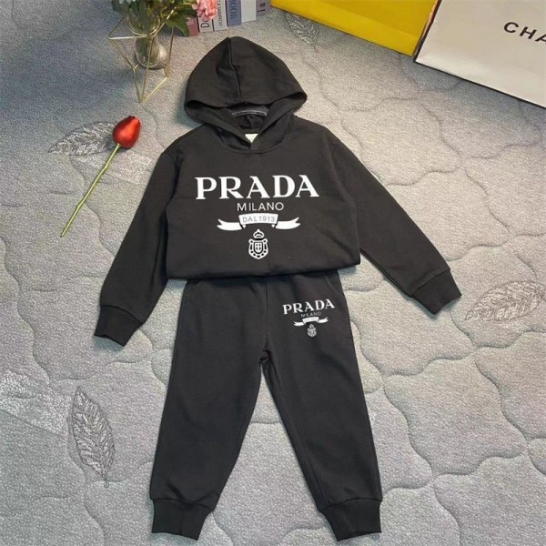 Prada プラダ スウェット ハイブランドスポーツウェア 子供服 裏起毛 ジャージ 2点セット 運動着 秋冬トップス ズボン 普段着 部屋着 ルームウェア ガールズ 韓国風 おしゃれ カジュアル スウェット 100 - 160cm