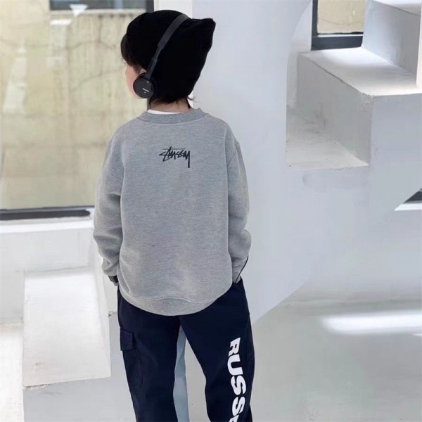 Stussy ステューシーブランドトレーナー キッズ ジャージ 女の子 男の子 裏起毛 スポーツウェア 男女兼用 ハーフジップ 春秋冬 スポーツ スウェットシャツ100 - 160cm