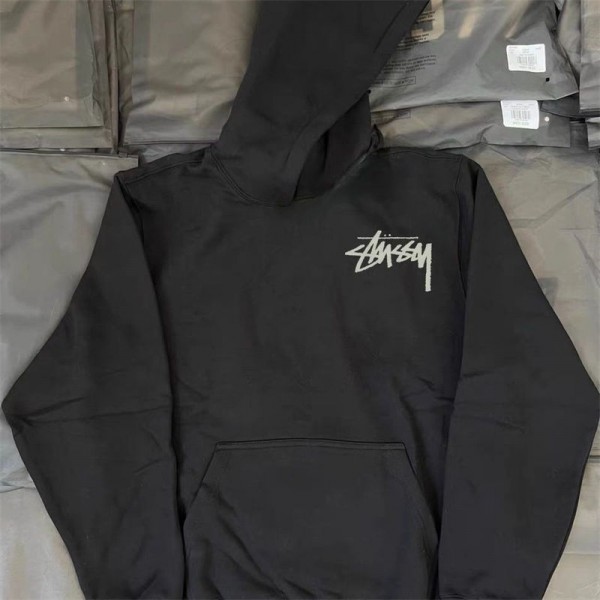 Stussy ステューシー ハイブランドキッズ秋冬服 パーカー トップス キッズ 裏起毛 裏ボア 長袖 フード付き 子供服 プルオーバー 厚手 暖かい 防寒服 インナー ゆったり 女の子 男の子 通学 通園 黒 100 - 160cm