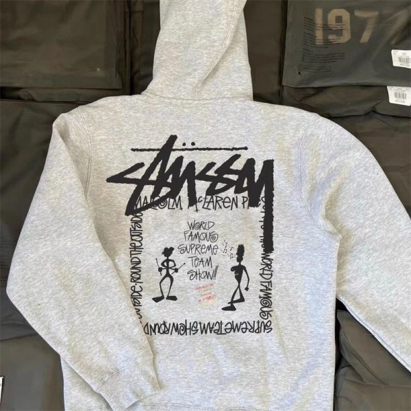 Stussy ステューシー ハイブランドキッズ秋冬服 パーカー トップス キッズ 裏起毛 裏ボア 長袖 フード付き 子供服 プルオーバー 厚手 暖かい 防寒服 インナー ゆったり 女の子 男の子 通学 通園 黒 100 - 160cm