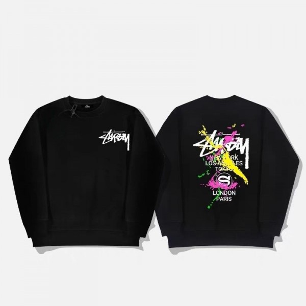 ブランド Stussy ステューシーパーカー 女の子 男の子 トレーナー キッズ トレーナー 綿 トップス 長袖 上着 丸襟 子供服 春秋冬 絣染め お洒落 スタンドカラー100 110 120 130 140 150 160cm