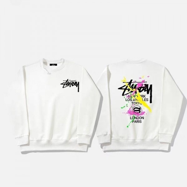 ブランド Stussy ステューシーパーカー 女の子 男の子 トレーナー キッズ トレーナー 綿 トップス 長袖 上着 丸襟 子供服 春秋冬 絣染め お洒落 スタンドカラー100 110 120 130 140 150 160cm