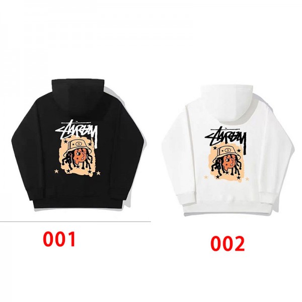 Stussy ステューシーブランドパーカー スウェット トップス キッズ 裏起毛 裏ボア 長袖 フード付き 子供服 プルオーバー 厚手 暖かい 防寒服 インナー ゆったり 女の子 男の子 通学 通園 黒 白 100 110 120 130 140 150 160cm