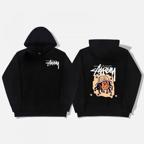 Stussy ステューシーブランドパーカー スウェット トップス キッズ 裏起毛 裏ボア 長袖 フード付き 子供服 プルオーバー 厚手 暖かい 防寒服 インナー ゆったり 女の子 男の子 通学 通園 黒 白 100 110 120 130 140 150 160cm