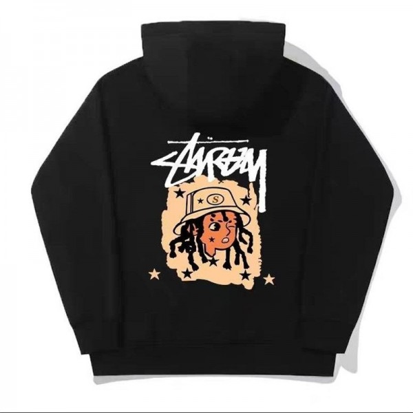 Stussy ステューシーブランドパーカー スウェット トップス キッズ 裏起毛 裏ボア 長袖 フード付き 子供服 プルオーバー 厚手 暖かい 防寒服 インナー ゆったり 女の子 男の子 通学 通園 黒 白 100 110 120 130 140 150 160cm