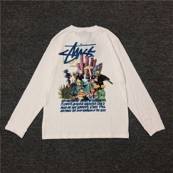 Stussy ステューシーブランドtシャツ長袖Tシャツ キッズ 長袖 丸首 キッズ服 速乾 プリント柄 ロングスリーブTシャツTシャツ 高品質 気心地よい 100 - 160CM 上着 トップス