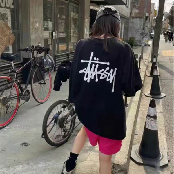 Stussy ステューシーブランドtシャツオーバーサイズハイブランド半袖tシャツ男女兼用韓国 パチモン tシャツTシャツカットソーペアカップル M - 2XL