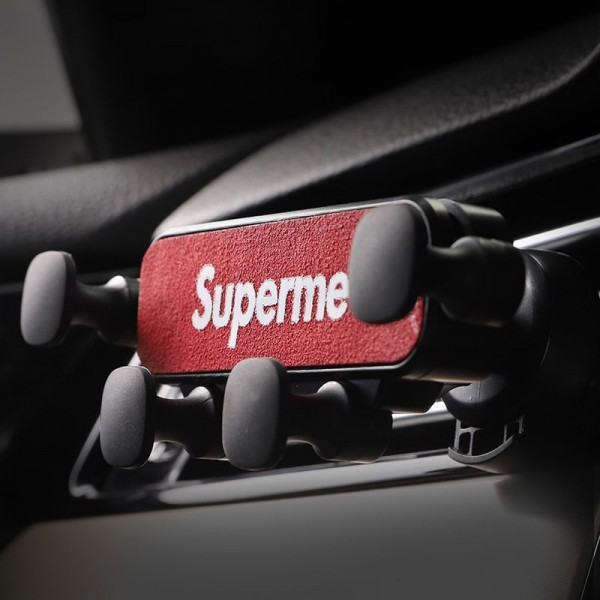 ブランドsupreme スマホホルダー 車吹き出し口 車 シュプリーム スマホスタンド 回転可能 自由調節 スマホホルダー 車載スマホホルダー iPhone Xperia AQUOS galaxy すべての4.0～7.2インチのスマホに対応 