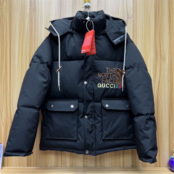 ザノースフェイス＆GUCCI ハイブランドダウンジャケット ショート THE NORTH FACE&グッチダウンコート 中綿コート M - 5XL ジャンパー フード付き 着脱可 厚手 防寒 防風 保温 メンズ アウター 秋冬 冬 冬物 おしゃれ ファッション カジュアル