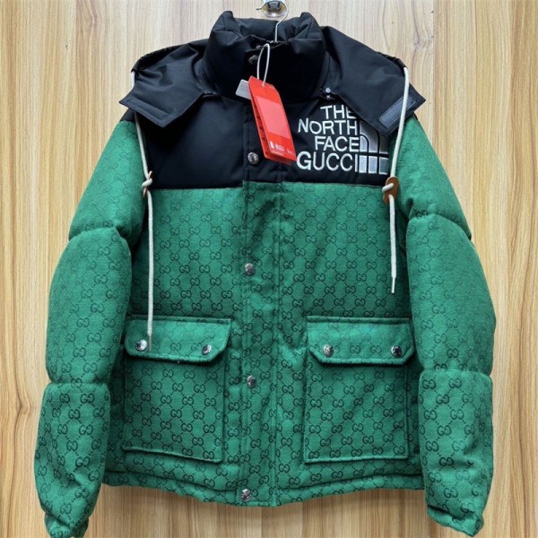 ザノースフェイス＆GUCCI ハイブランドダウンジャケット ショート THE NORTH FACE&グッチダウンコート 中綿コート M - 5XL ジャンパー フード付き 着脱可 厚手 防寒 防風 保温 メンズ アウター 秋冬 冬 冬物 おしゃれ ファッション カジュアル