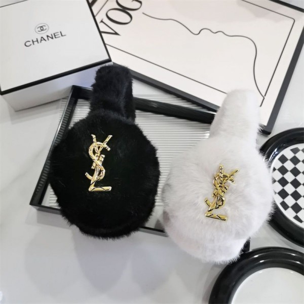 YSL イヴサンローラン耳当て レディース イヤーマフ 防寒 メンズ ブランド イヤーウォーマー フェイクファー ふわふわ 耳カバー 極厚ボア 暖かい 小顔効果 360度折畳み イヤーマフラー 可愛い 防寒対策 フリーサイズ 男女兼用 通勤 通学 旅行